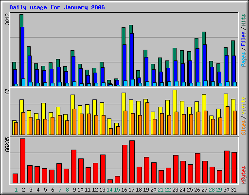 Daily usage for January 2006