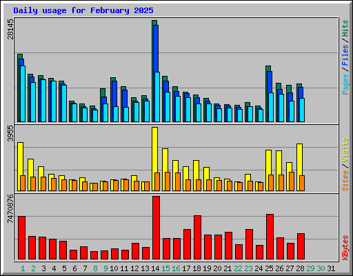 Daily usage for February 2025