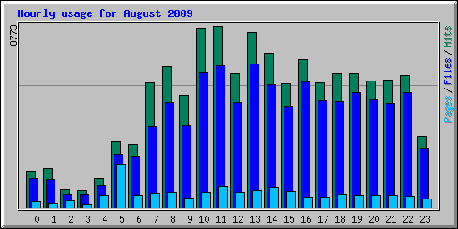 Hourly usage for August 2009